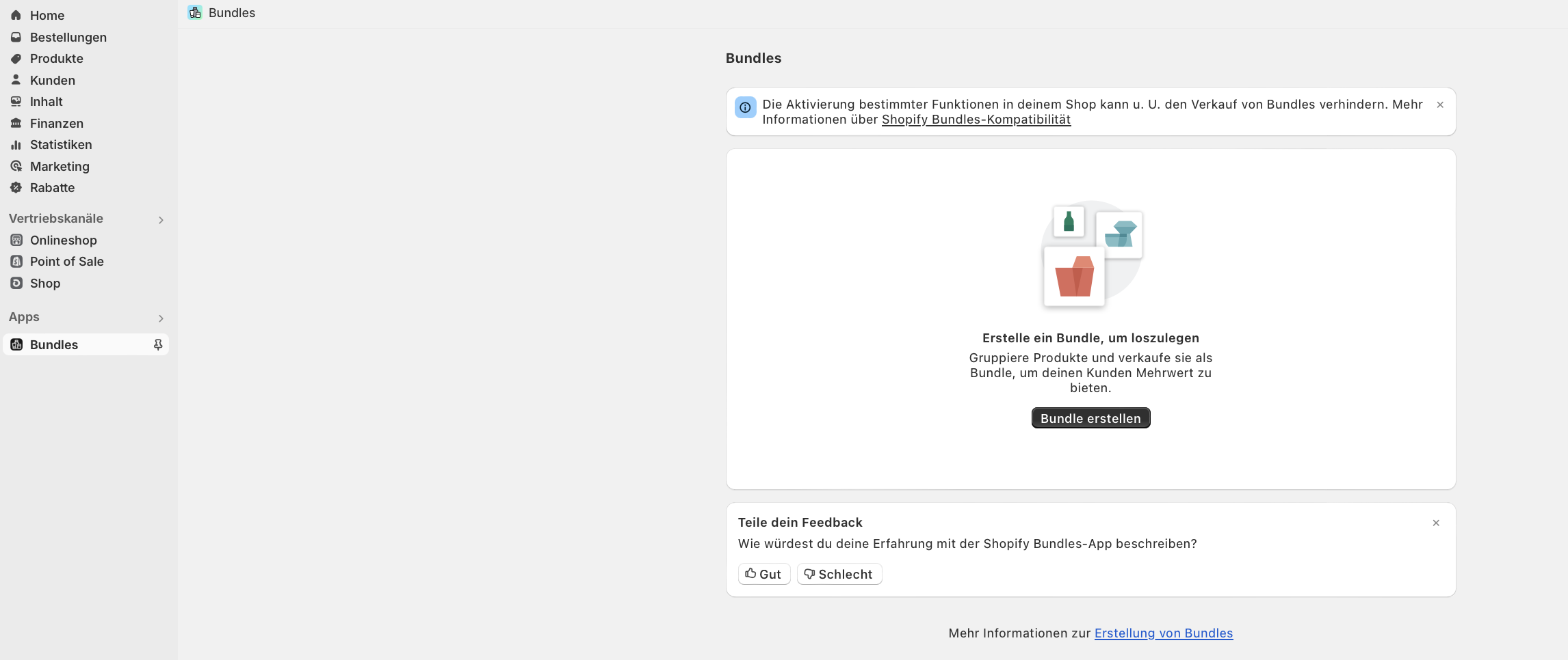 Ein Screenshot von der Shopify Bundles App.